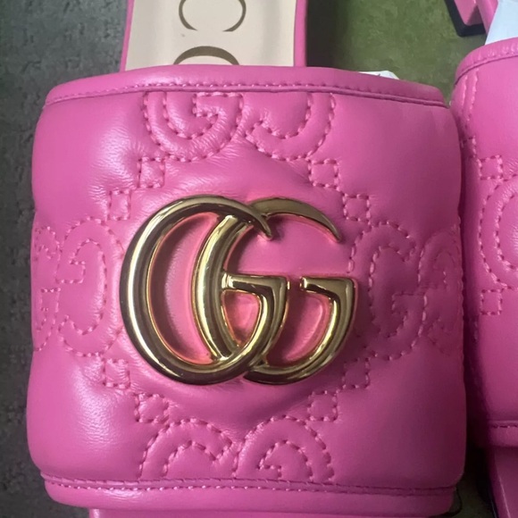 NWT GUCCI SLIDES PINK LEATHER SIZE 8 - Picture 3 of 4